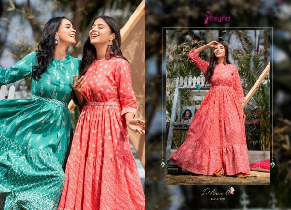 Psyna Phool 4 Fancy Wear Cambric Cotton Long Anarkali Kurti Collection